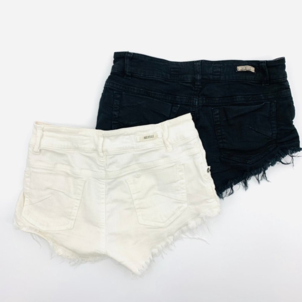 Brandy Melville 2X White Black Set Denim Shortie
